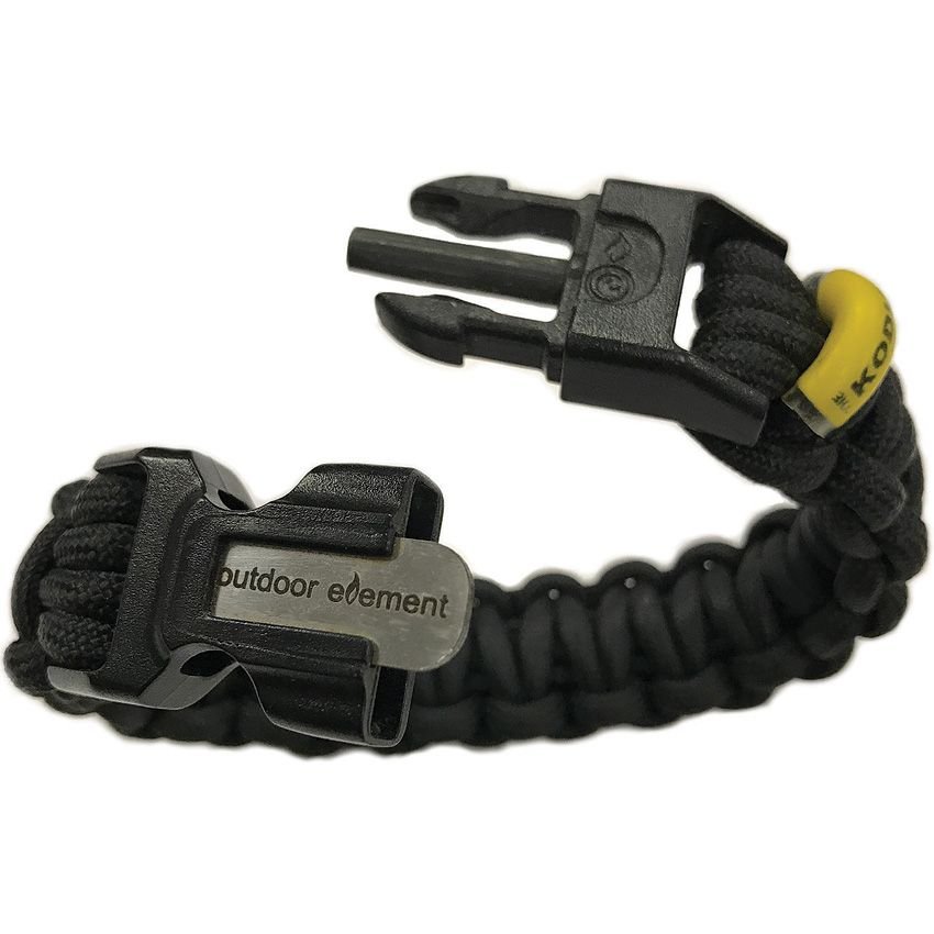 Outdoor Element Kodiak Survival Paracord Bracelet Black Medium KSBBM